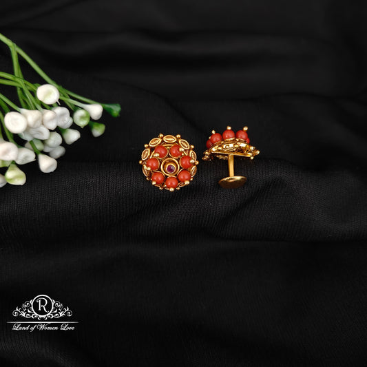 92.5 SILVER CORAL ROUND STUDS-RCJR1074