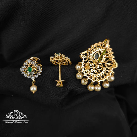 92.5 SILVER DIAMOND FINISHING EARRINGS AND PENDANT SET-RCZP015