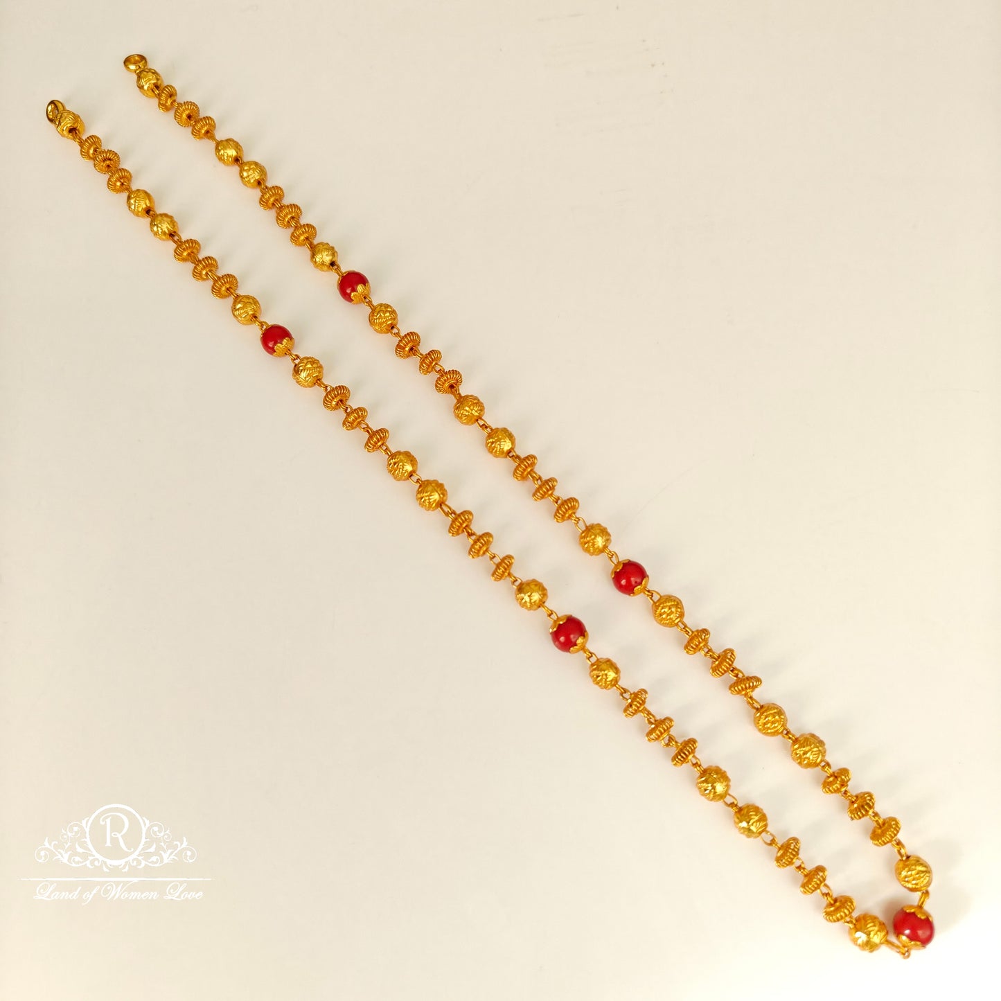 92.5 Silver with gold polish gold balls mala -RCM1647