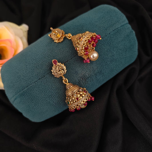 92.5 SILVER PEACOCK DESGIN JUMKAS -RCMB017