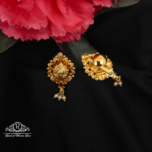 92.5 SILVER PLAIN GOLD MODEL EARRINGS -RCM1386