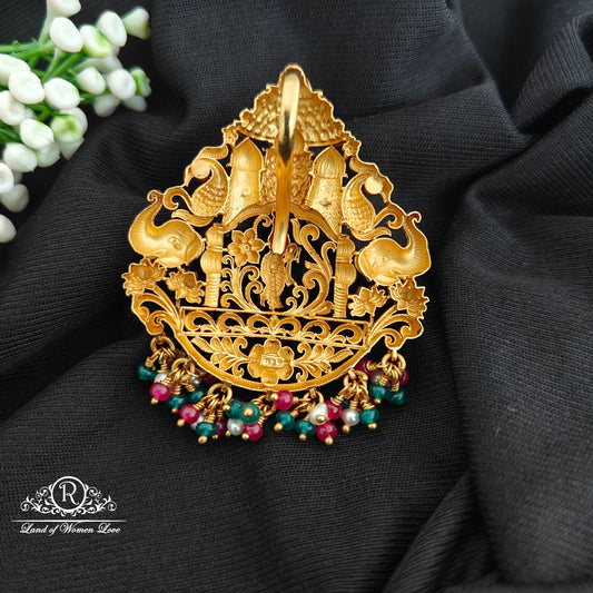92.5 Silver krishna design pendent with beads hangings-RCR107