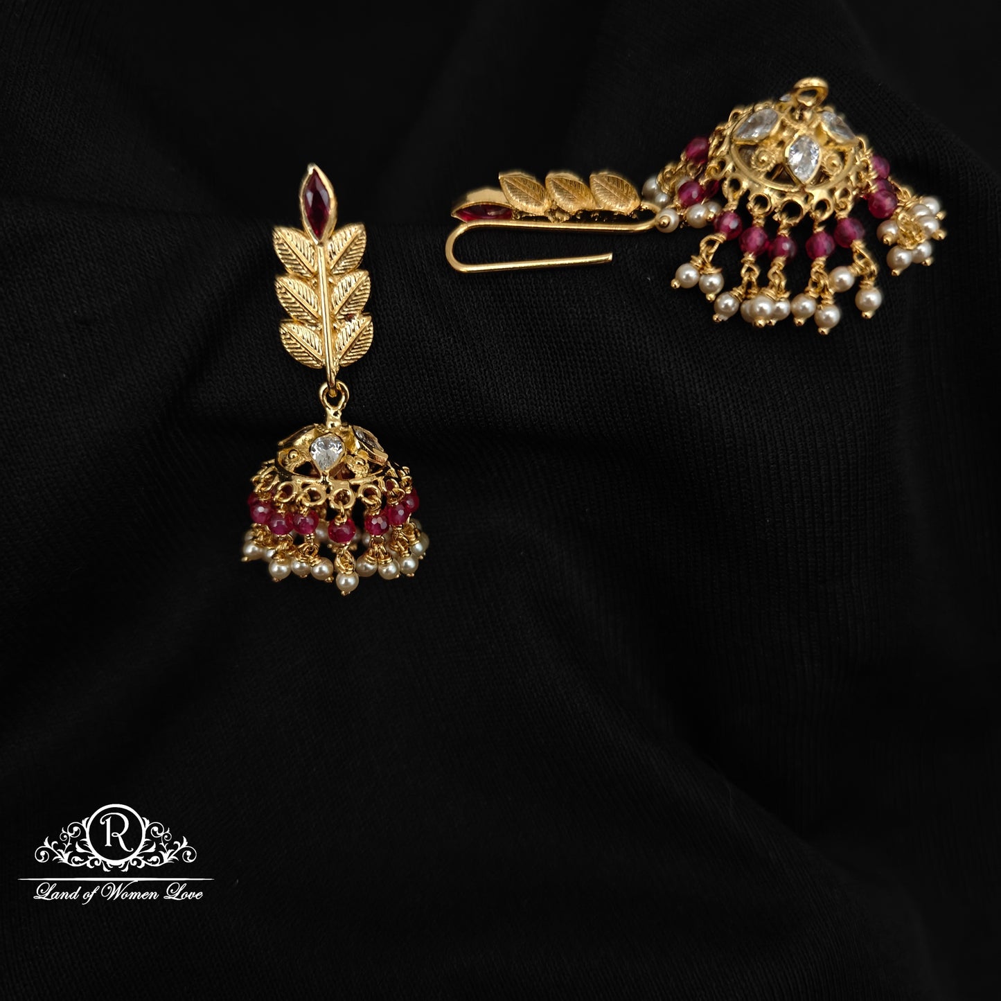 92.5 SILVER MANGO DESGIN HOOK MODEL CHANGEABLE JUMKAS DESGIN EARRINGS-RCBH038