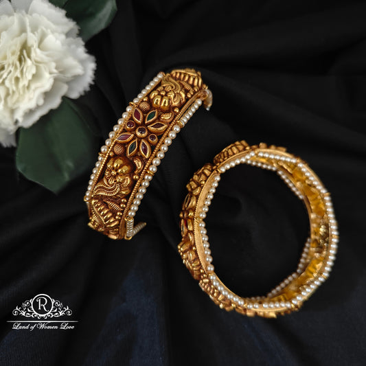 92.5 silver flower desgin pearls bangles-RCP177