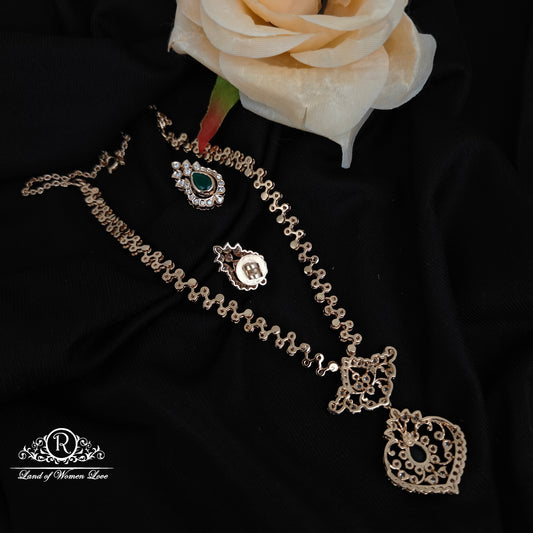 92.5 silver rose gold polish necklace with earrings set -RCP240