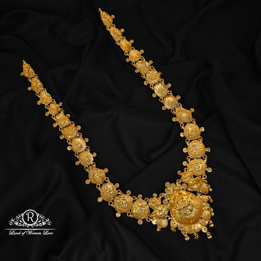 92.5-SILVER LAKSHMI DEVI WITH PEACOCK DESGIN HARAM-RCZ944