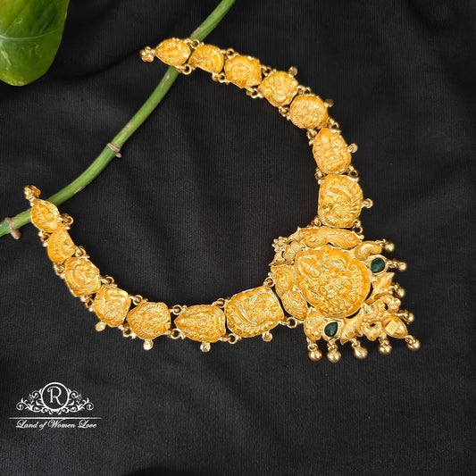 92.5 silver simple and Cute Lakshmi Devi design nakshi necklace -RCJR1017