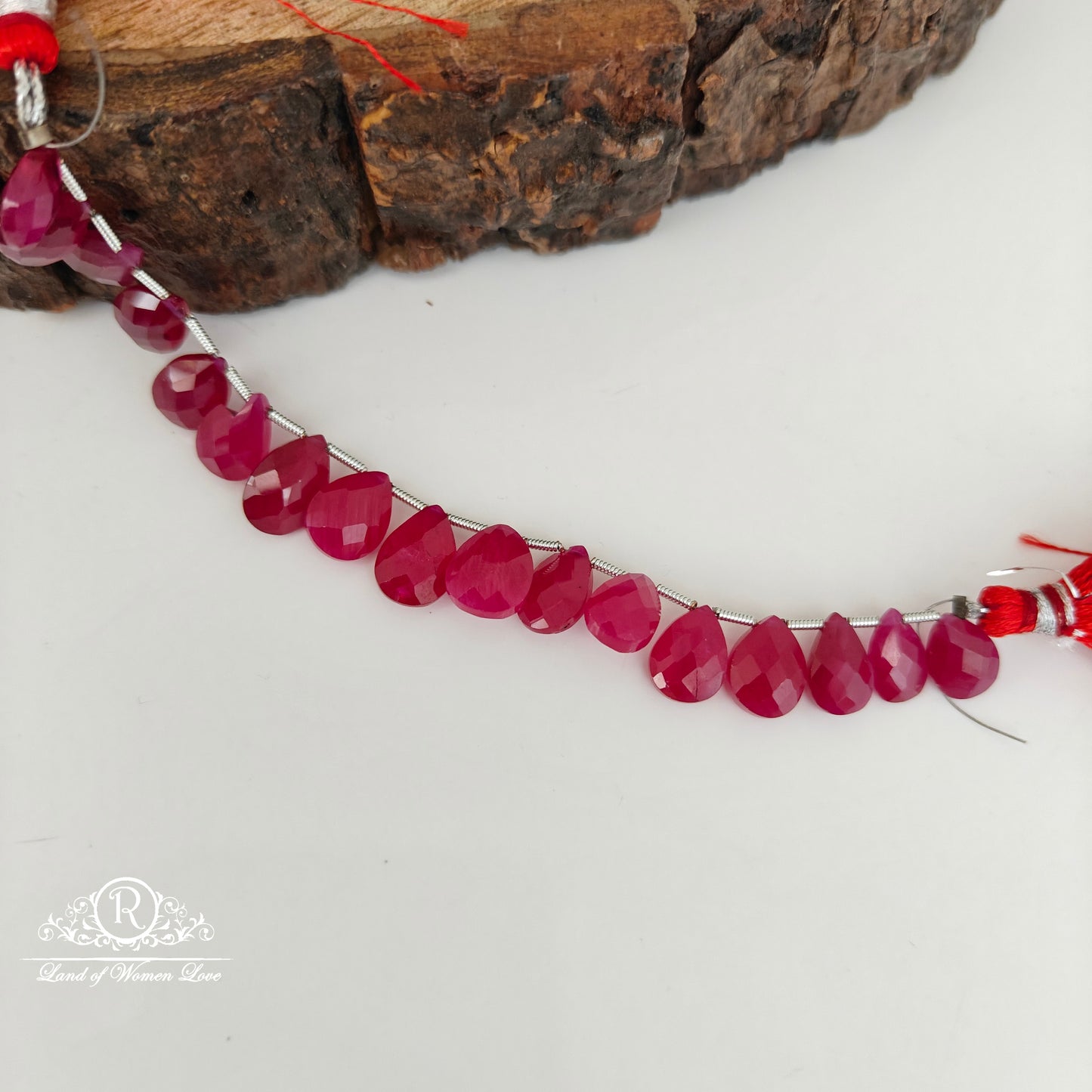 REAL RUBY DROP BEADS-RCJM155