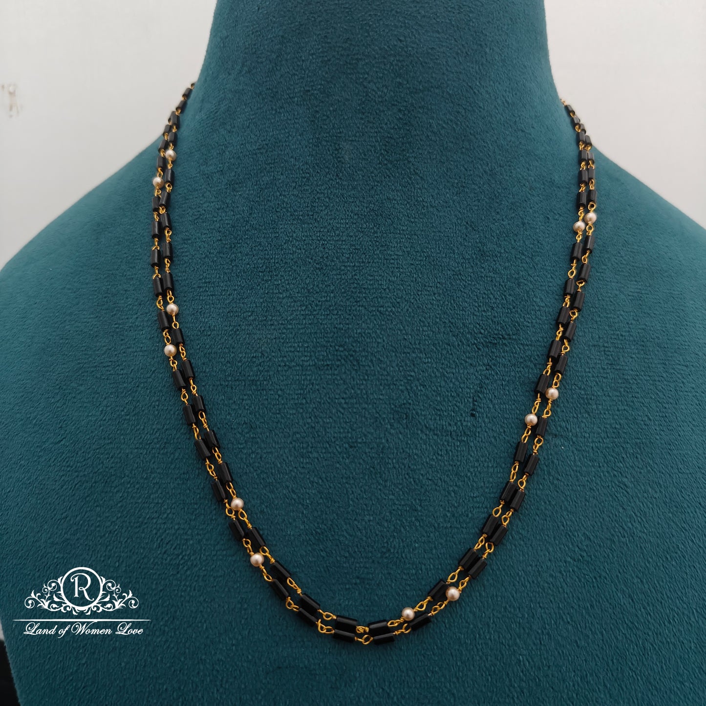 92.5 silver Black Beads chain -RCMJ299
