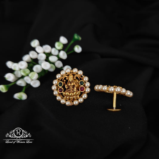 92.5 SILVER LAKSHMI DEVI WITH PEARL ROUND STUDS-RCJR1083