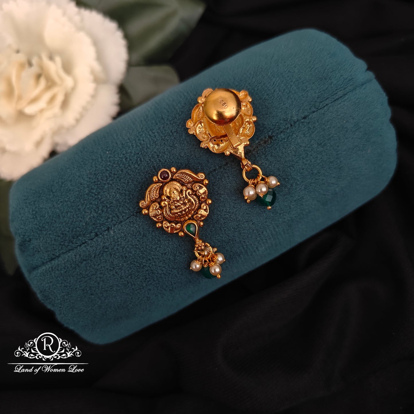 92.5-SILVER LAKSHMI DEVI EARRINGS -RCZ1002