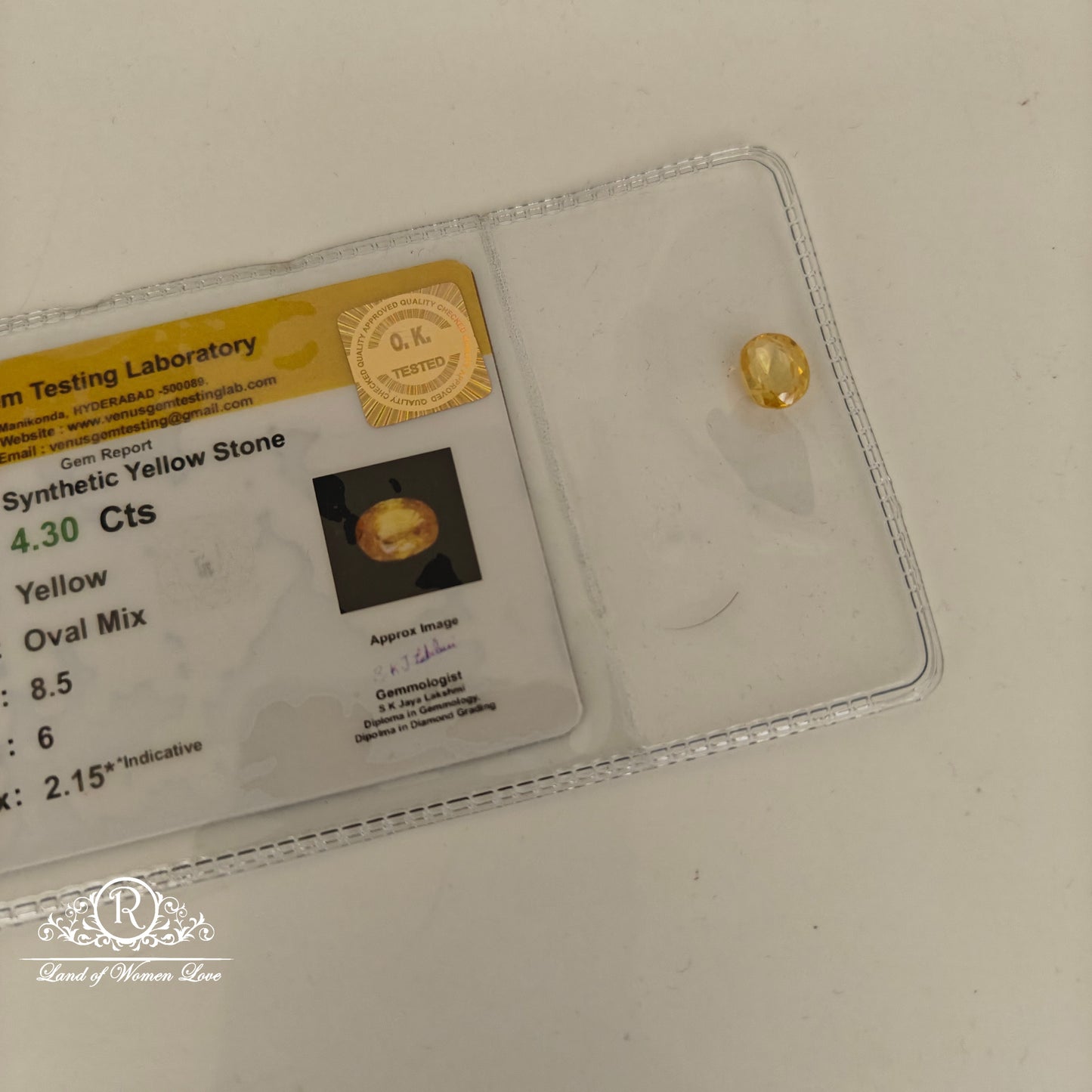 Synthetic yellow stone -RCJM351
