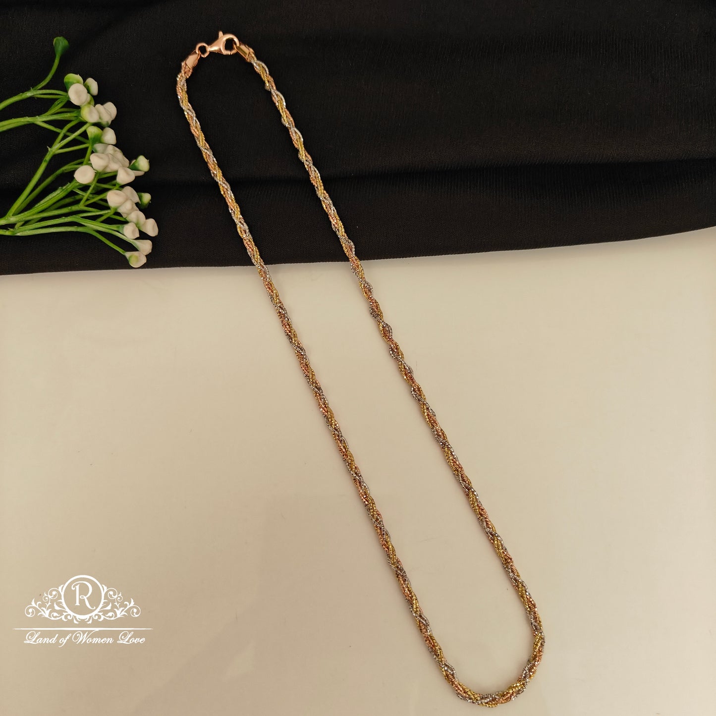 92.5 SILVER THREE TONE CHAIN-RCG359-16