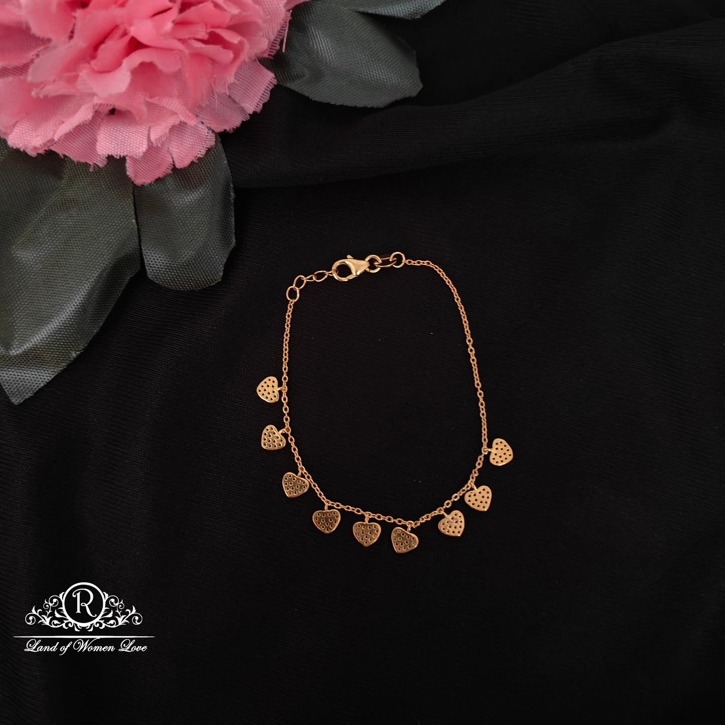 92.5 silver simple and Cute bracelet with heart shapes lockets-RCH1010