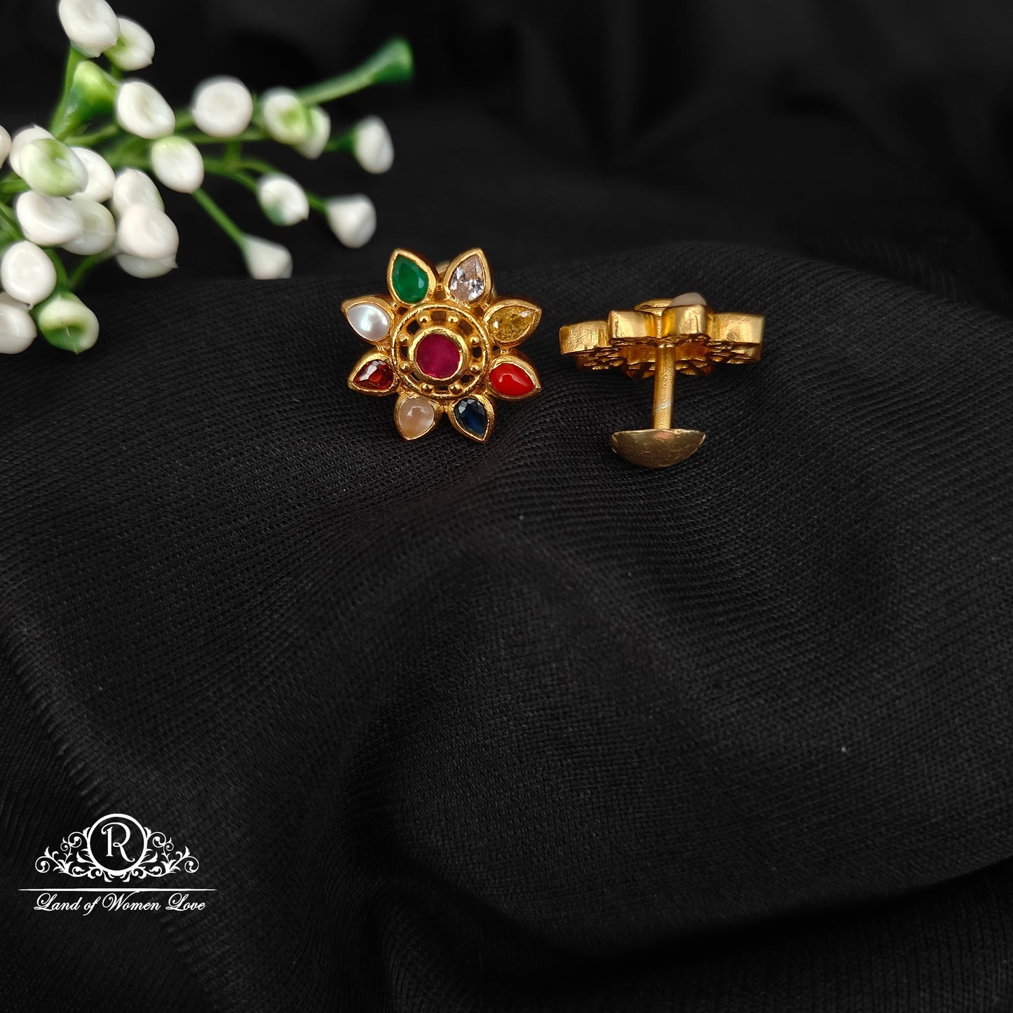 92.5 SILVER GOLD POLISH EARRINGS-RCH1079