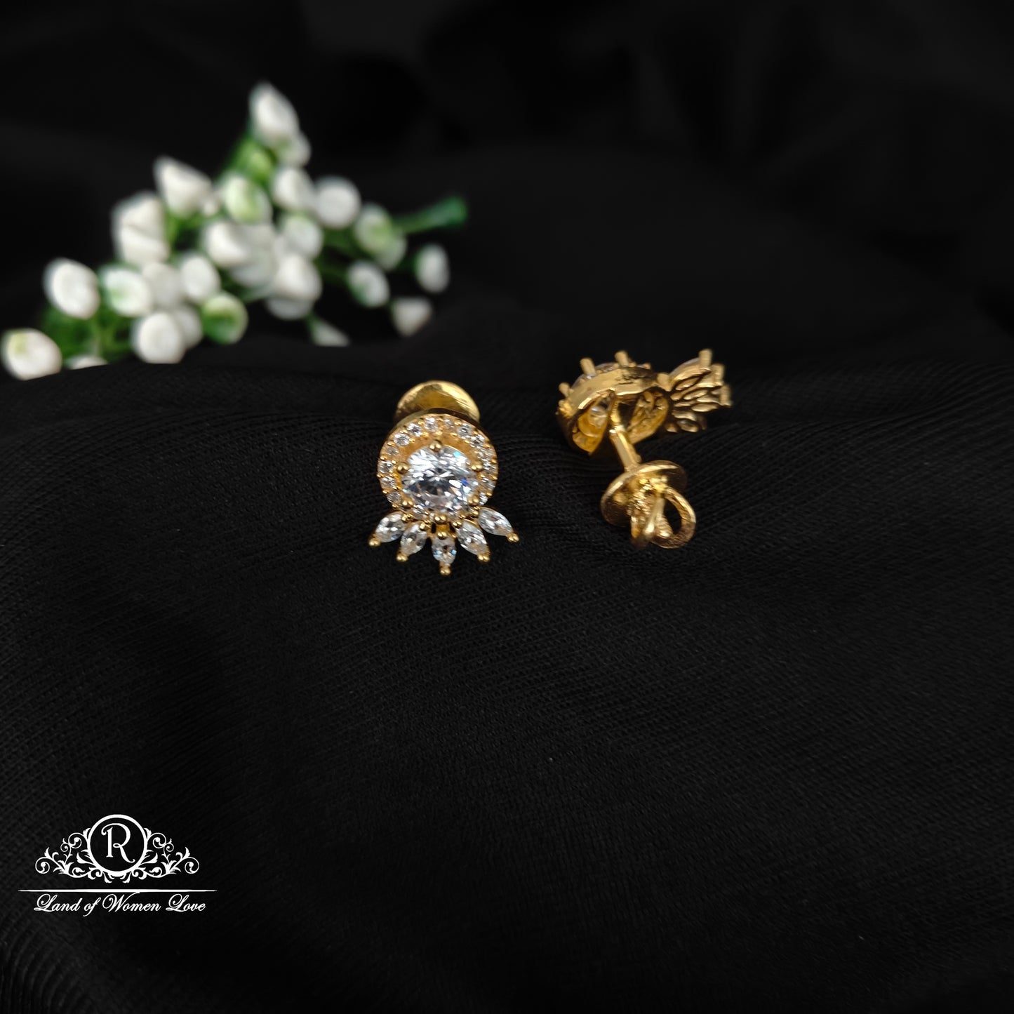 92.5 SILVER GOLD POLISH EARRINGS-RCH1081