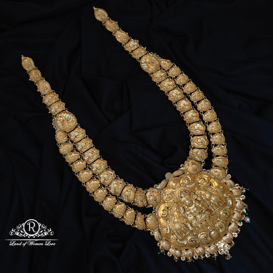 92.5-SILVER LAKSHMI DEVI WITH PEACOCK DESGIN HARAM-RCZ953