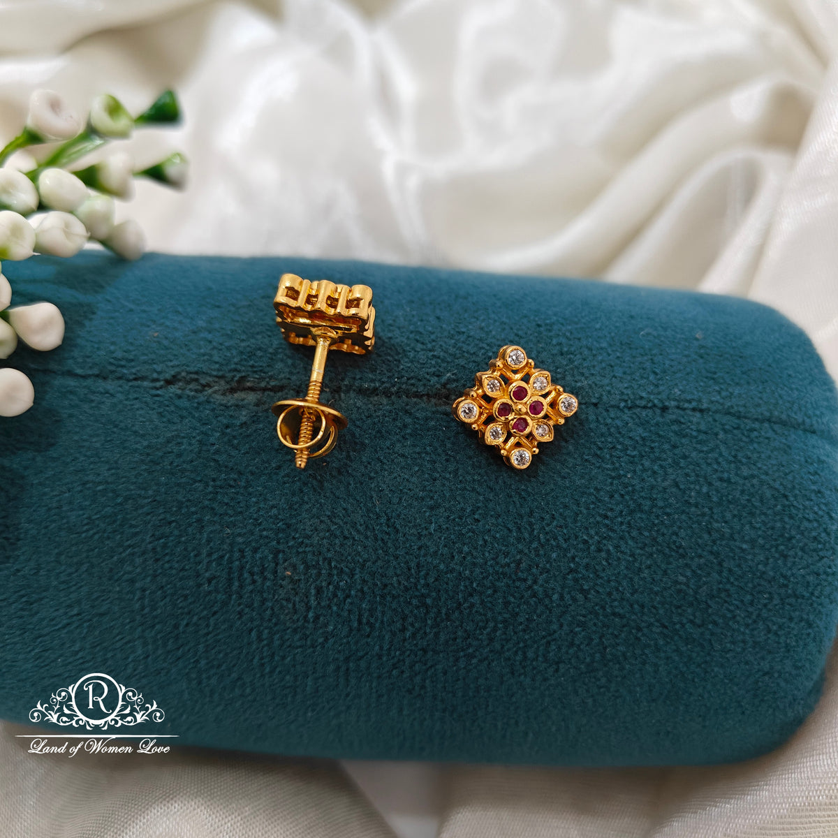 92.5 Silver square shape Earrings -RCR175