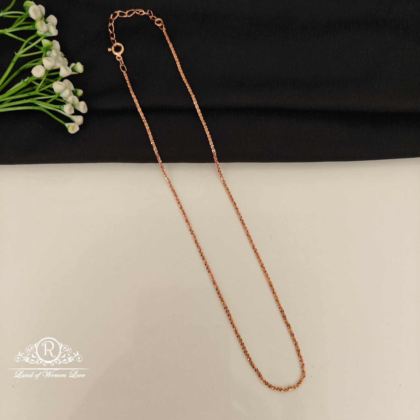 92.5 SILVER ROSE GOLD CHAIN-RCG359-10