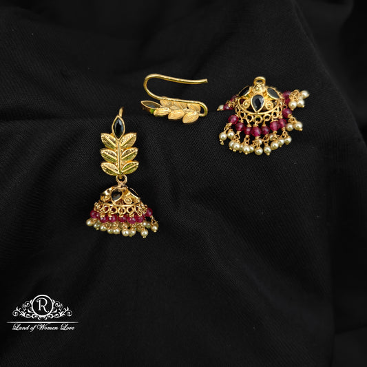 92.5 SILVER CHANGEABLE JUMKAS DESGIN EARRINGS-RCBH011