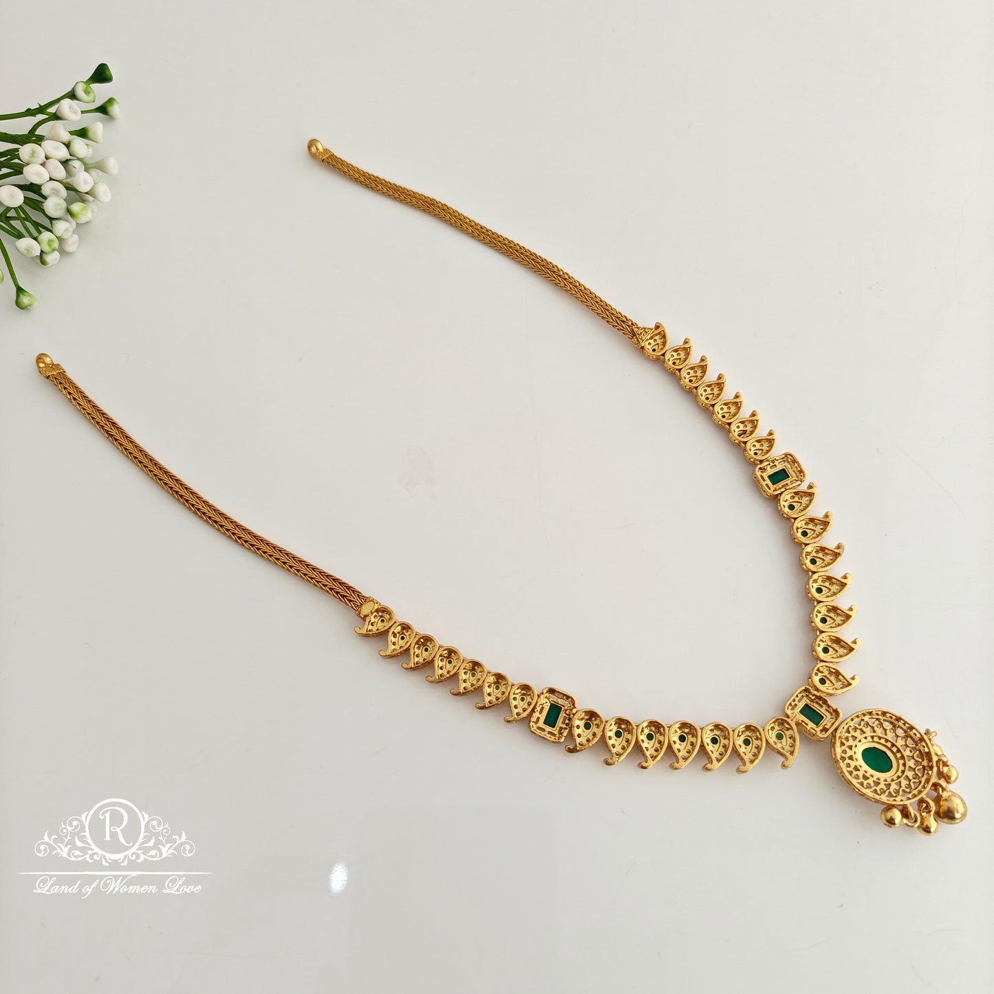 92.5 Silver with gold polish Necklace -RCR332