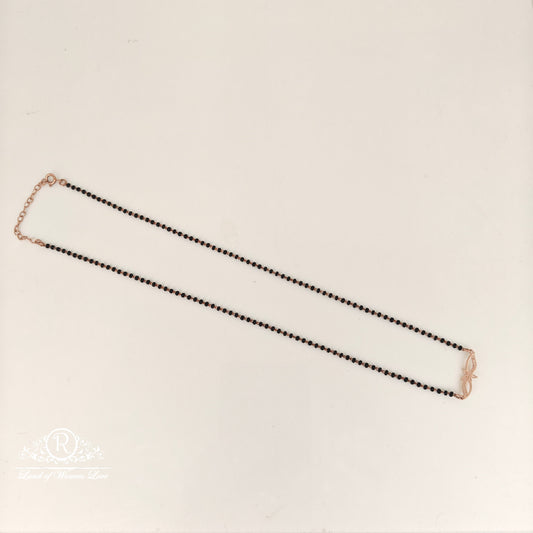 92.5 SILVER ROSE GOLD POLISH BLACK BEADS CHAIN-RCRB42