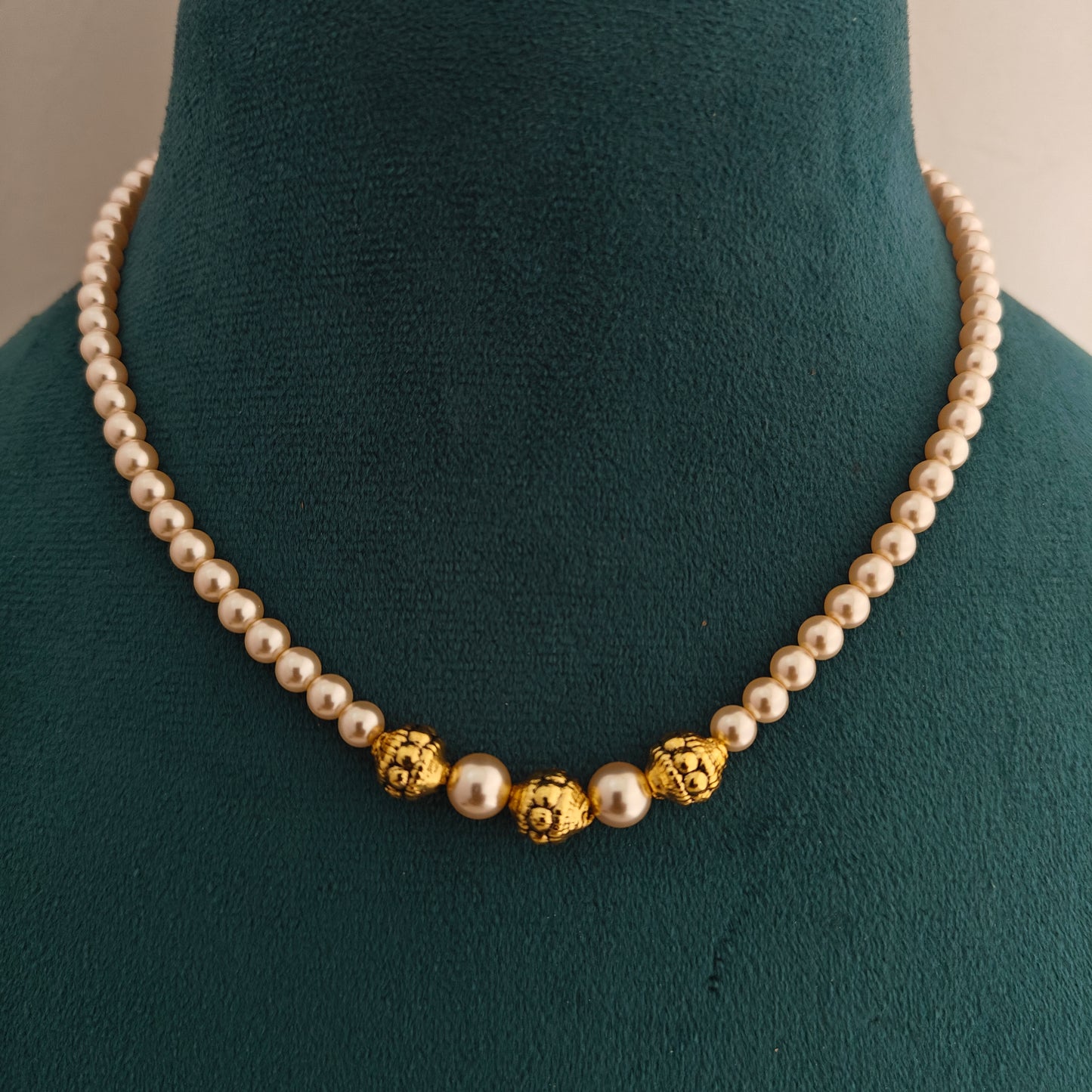 92.5 silver pearls mala with nakshi balls -RCH1324