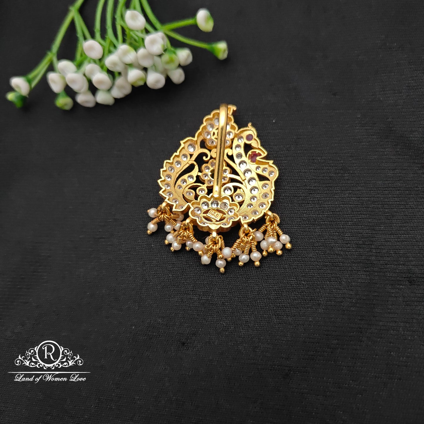 92.5 Silver Peacock Desgin Stone Pendant-RCCP480
