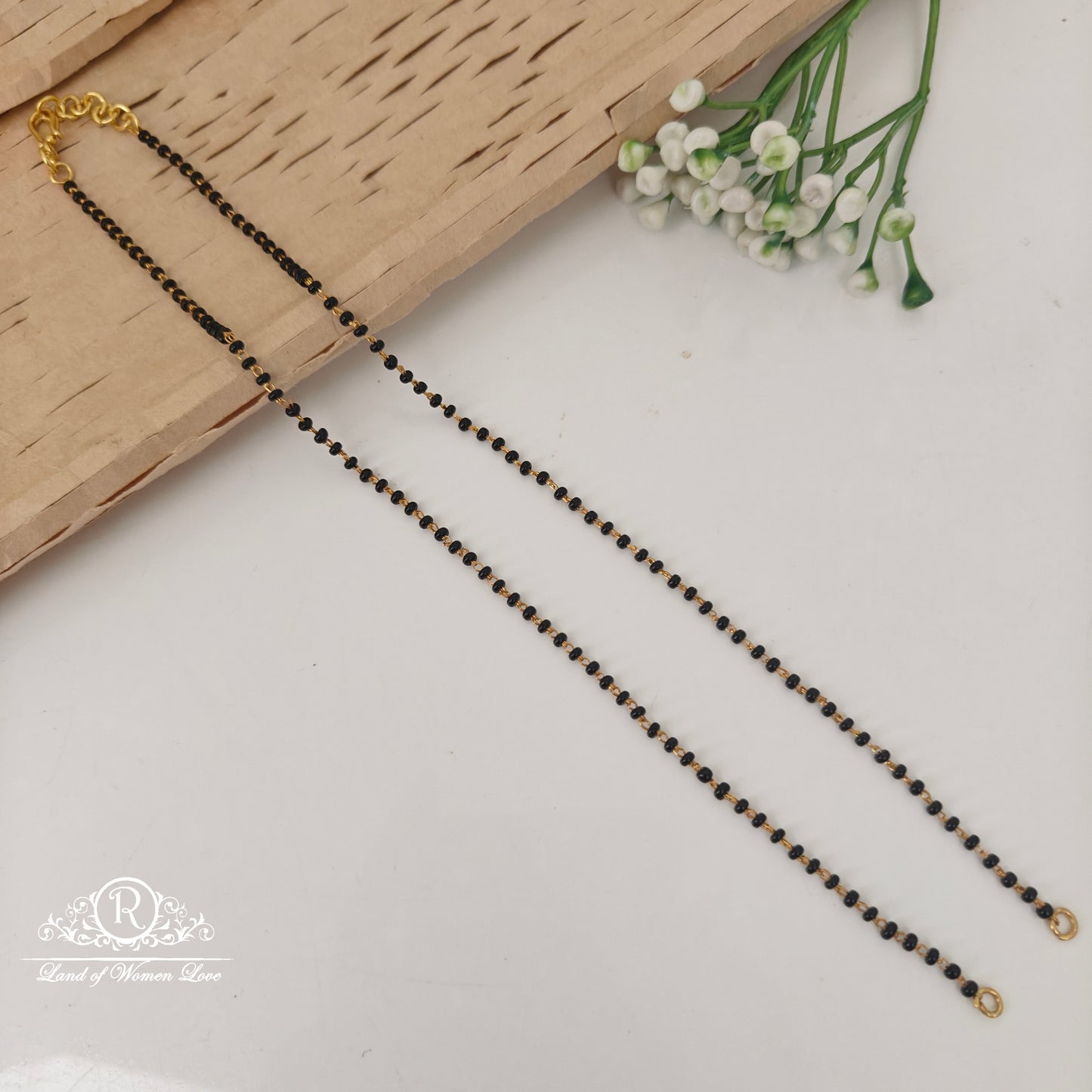 92.5 silver simple and Cute black beads 16"-RCVH18