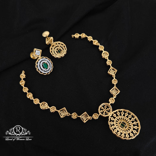 92.5 SILVER DIAMOND FINISHING NECKLACE WITH EARRINGS-RCHD117