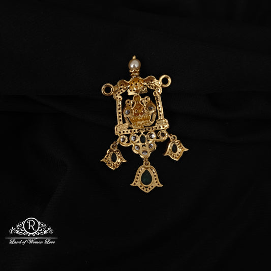 92.5 silver mala locket Lakshmi design with CZ stones-RCH1017