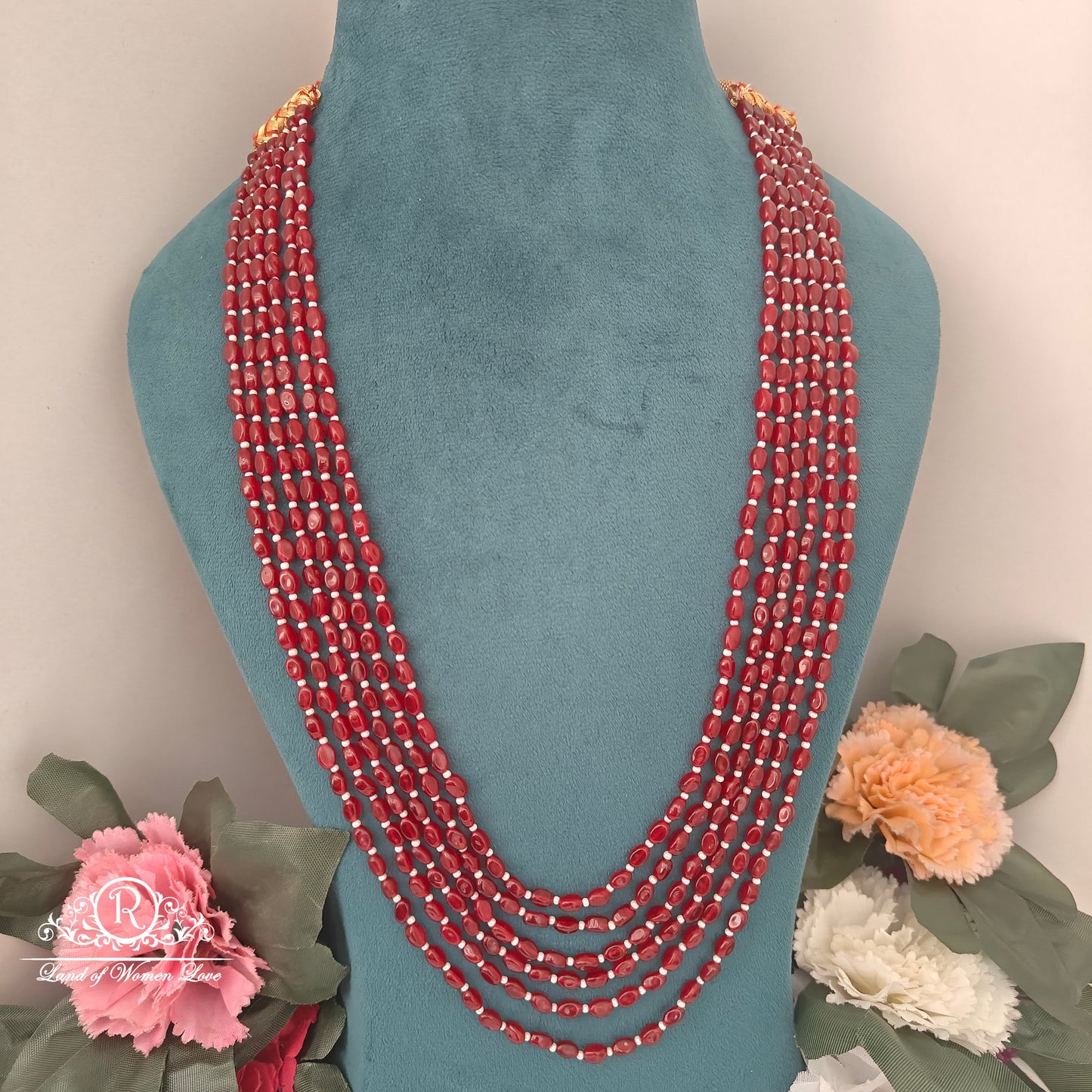 GEM STONE 6 LINES RUBY BEADS MALA-RCH1055