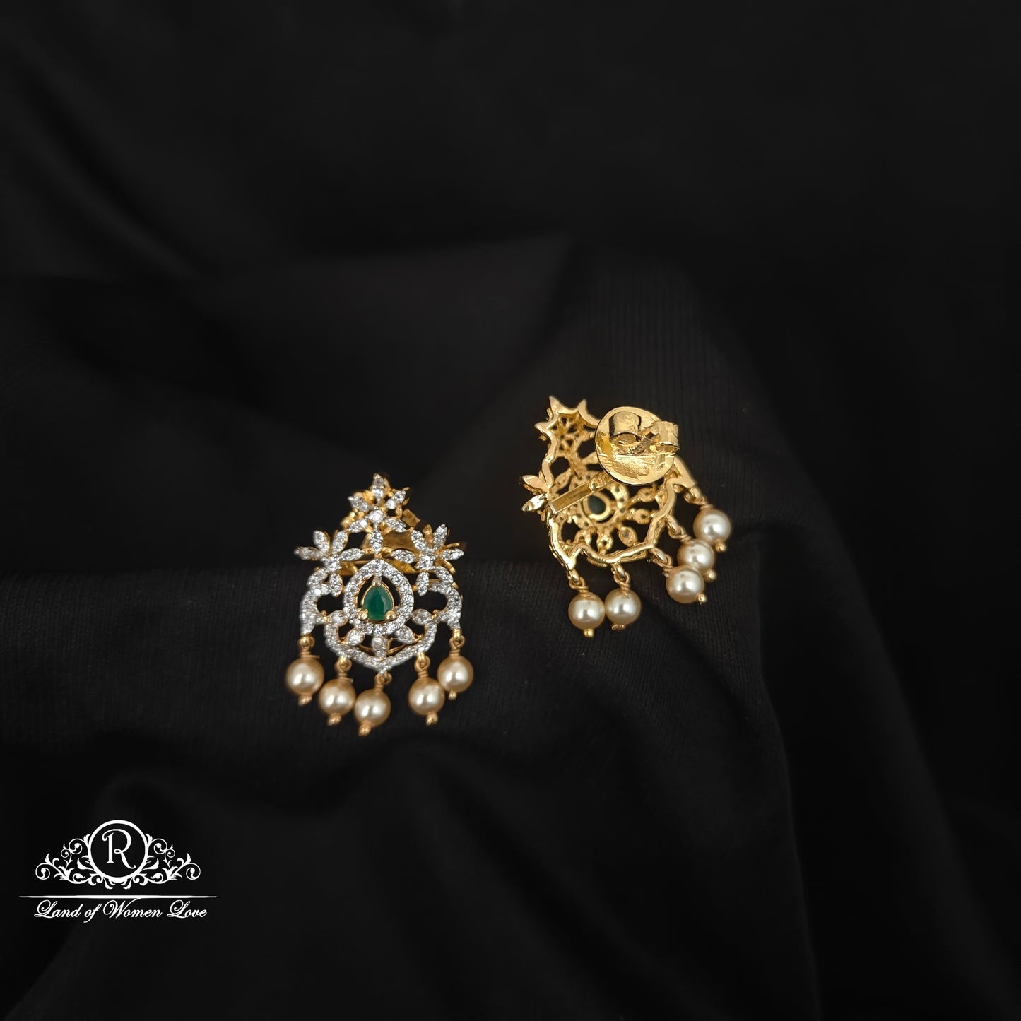 92.5 SILVER DIAMOND FINISHING EARRINGS-RCZP028