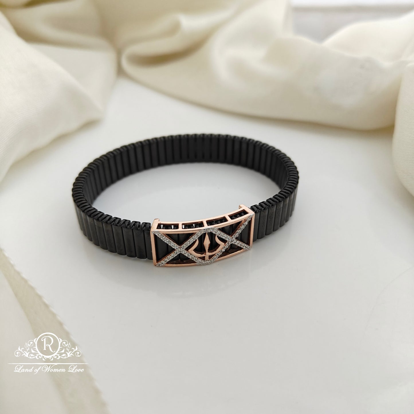 92.5 silver rose gold polish trishulam bracelet -RCBD03