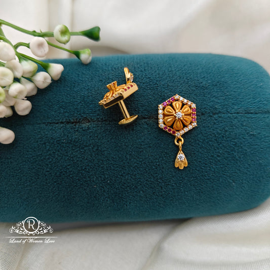 92.5 Silver Small Flower Desgin Stone Earrings-RCR057