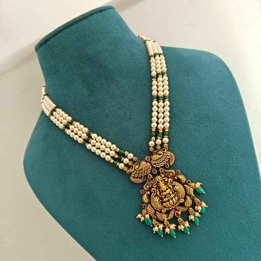 92.5 silver lakshmi devi design lockets with beads mala-RCH1389