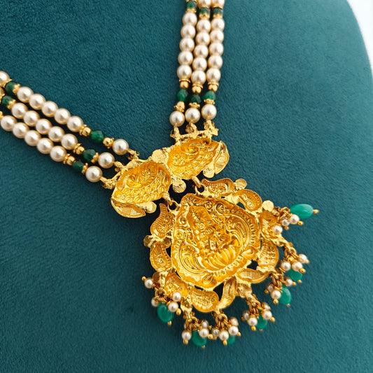 92.5 silver lakshmi devi design lockets with beads mala-RCH1389