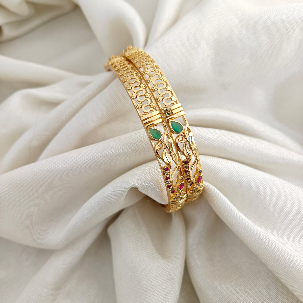 92.5 silver flower design bangles -RCBH090
