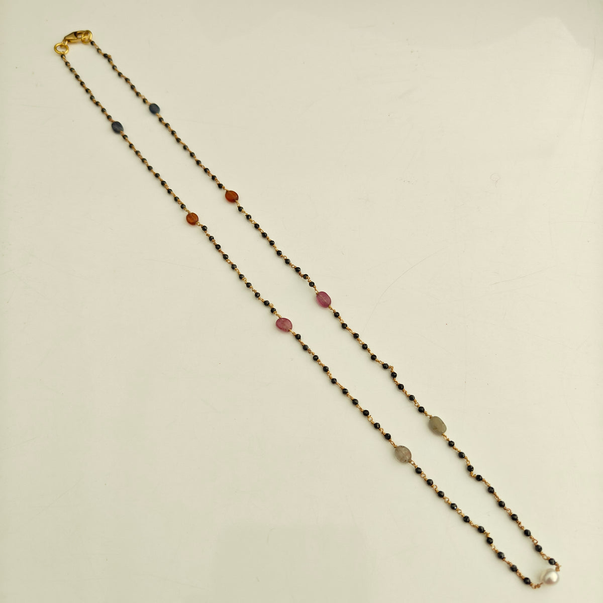 92.5 silver Black Beads with multi colour beads-RCH1394