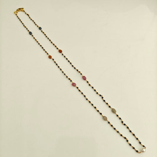 92.5 silver Black Beads with multi colour beads-RCH1394