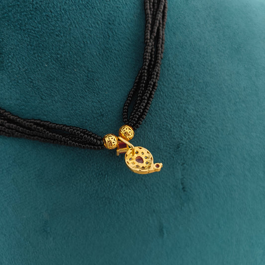 92.5 silver Black Beads with mango design locket and nakshi balls -RCH1397