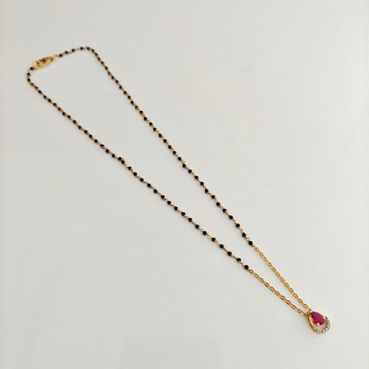 92.5 silver Black Beads with chain model and with  small locket -RCH1398