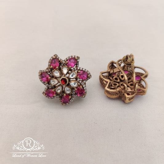 Beautiful  earrings collection with pink and white stones -RCC223