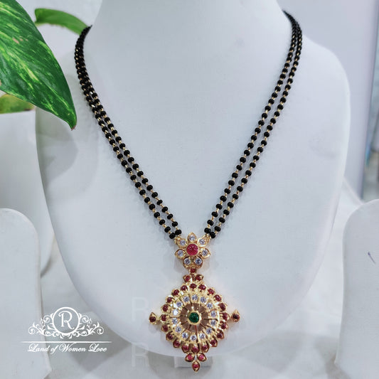 silver locket with black beads:rcd106 92.5 silver ramala jewelry / ramala collections