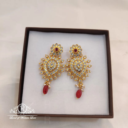 Silver flower  design earrings -RCJR357