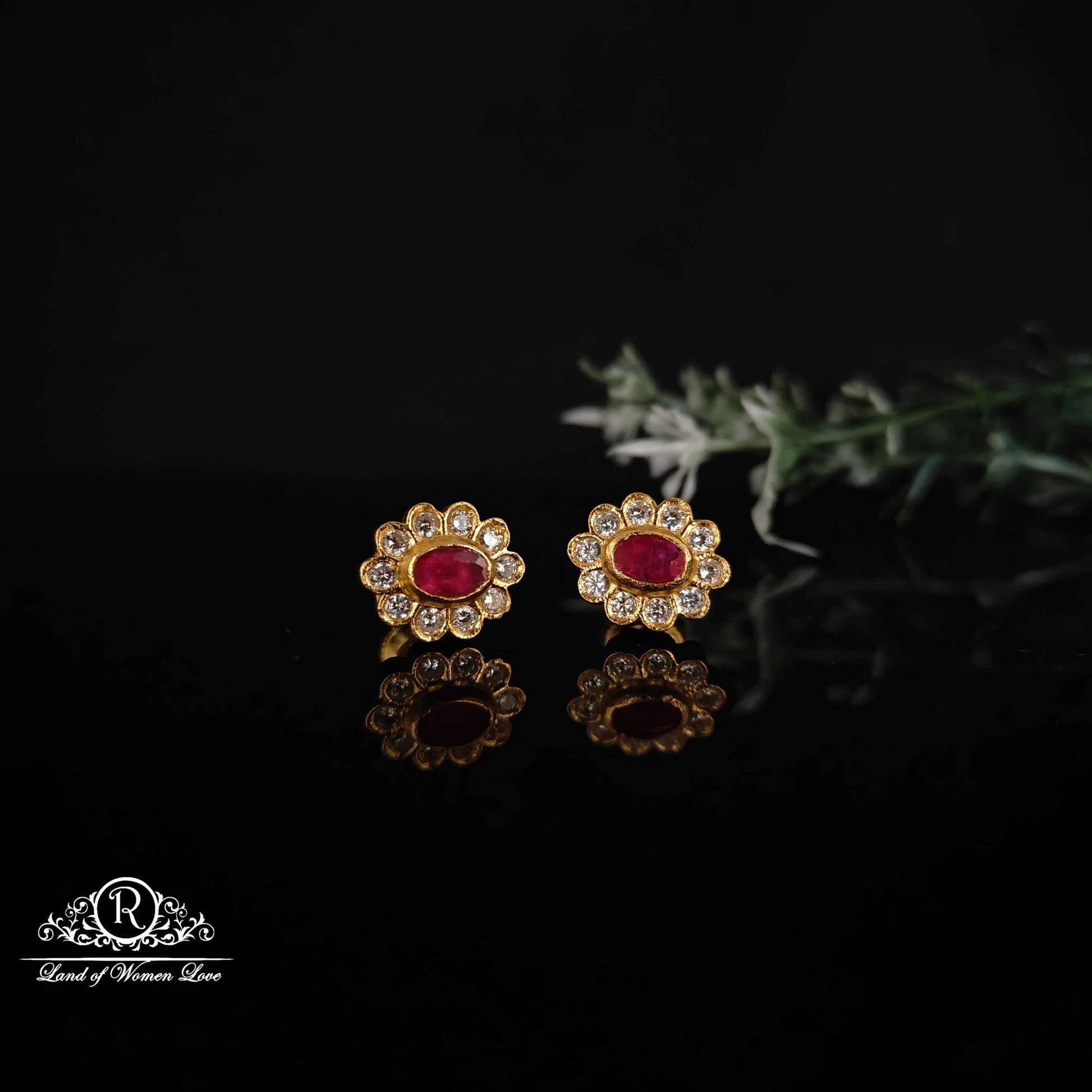 stud silver pink stones studs-rcm1040 92.5 silver ramala jewelry / ramala collections