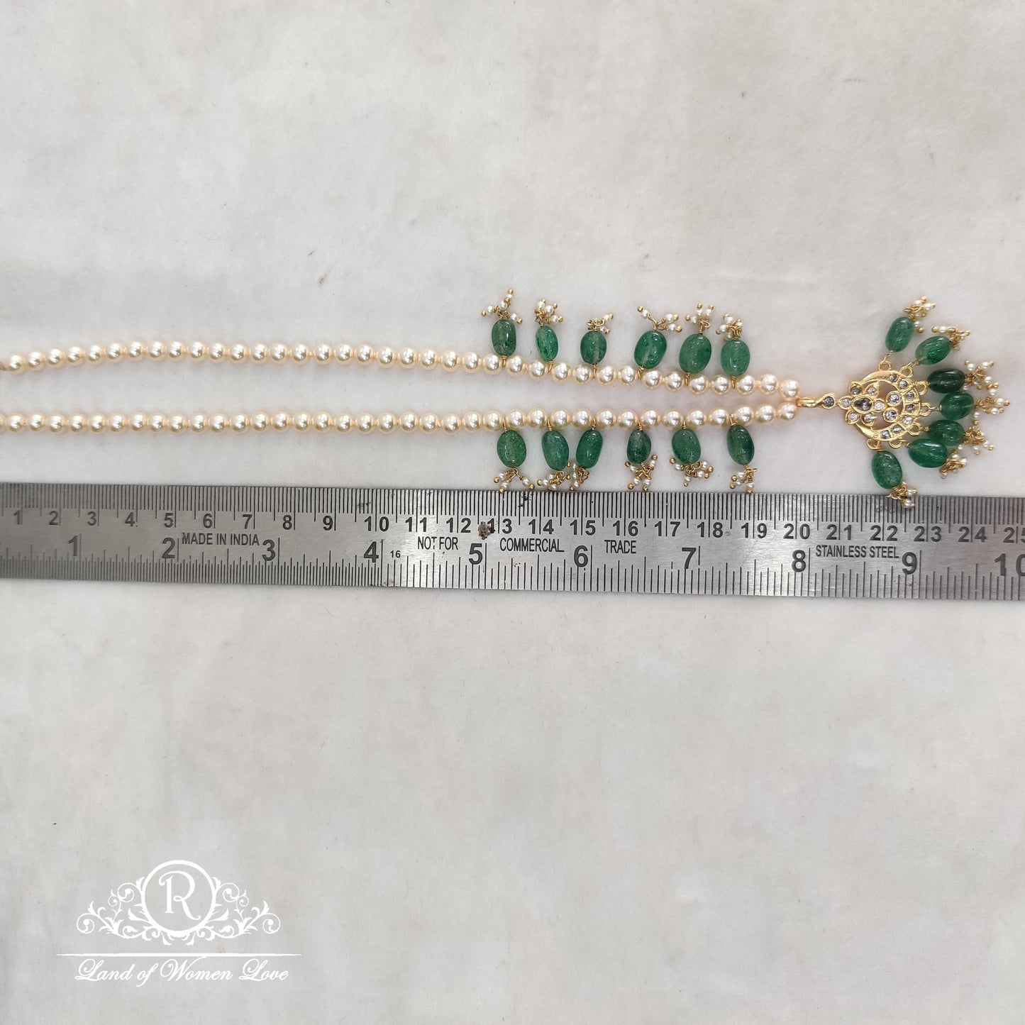 92.5 Silver Jewelry Meenakari kundhan green beads necklace HK0015