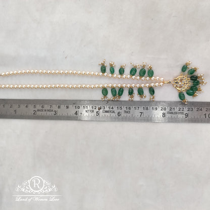92.5 Silver Jewelry Meenakari kundhan green beads necklace HK0015