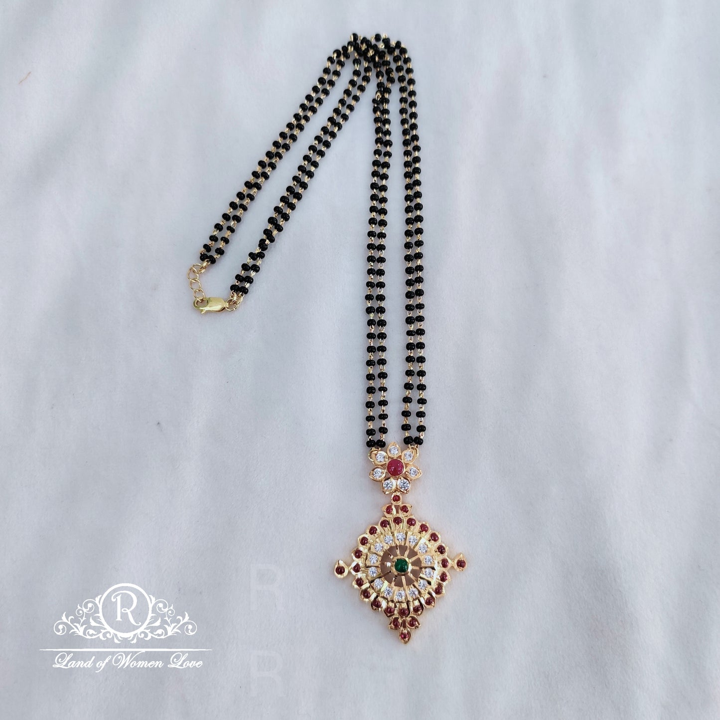 Silver Locket With Black Beads:RCD106