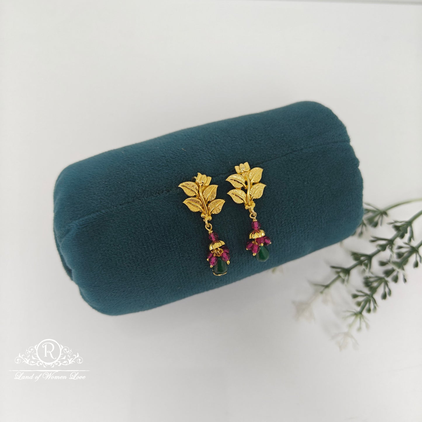 earrings leaf design silver hangings-rch714 92.5 silver ramala jewelry / ramala collections